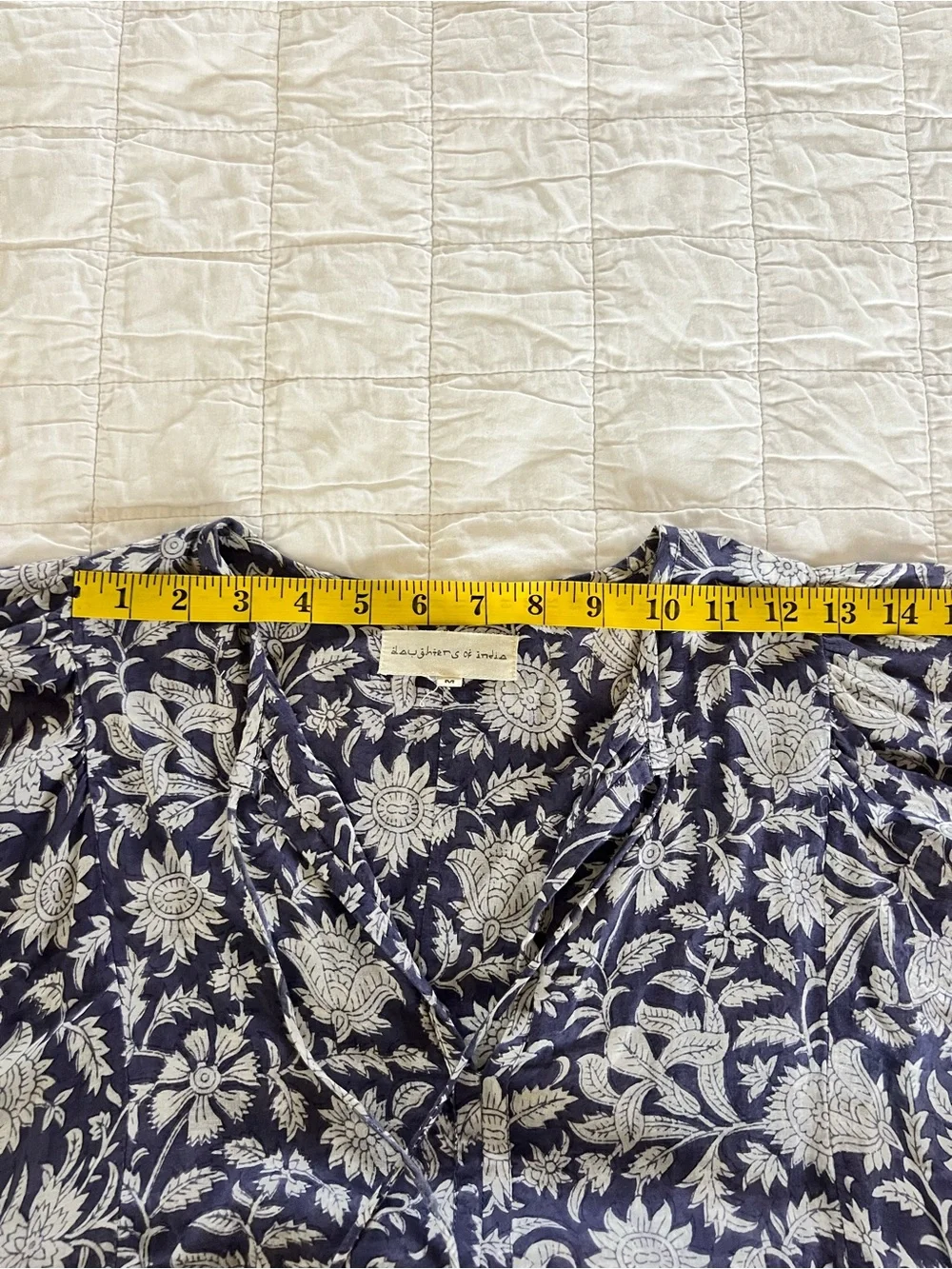 Daughters of India Blue and White Floral Babydoll Dress - Picture 9 of 9